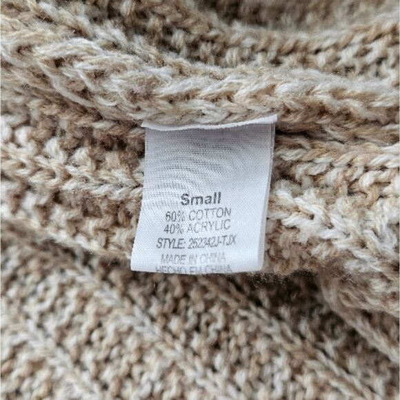 Cozy Chunky Knit Beige Open Front Cardigan Sweater - Picture 10 of 11